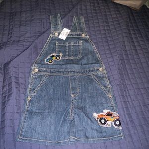 Monster Truck patch denim short overall
